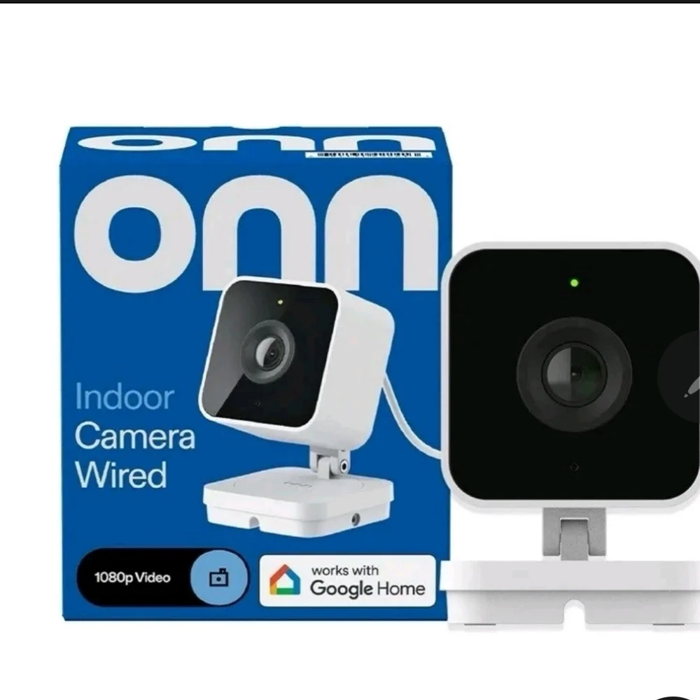 ONN Indoor Camera Wired, 1080p HDR Video, with Google Home and Gemini